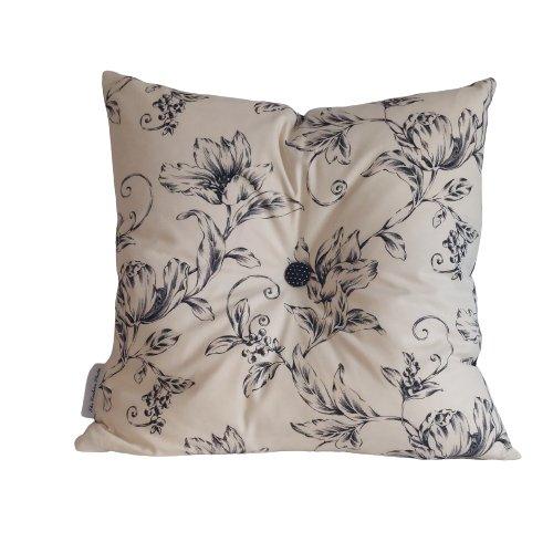 Floral Toile de Jouy, Floral, Black and Ivory, 45cm x 45cm,  The Cushion Studio